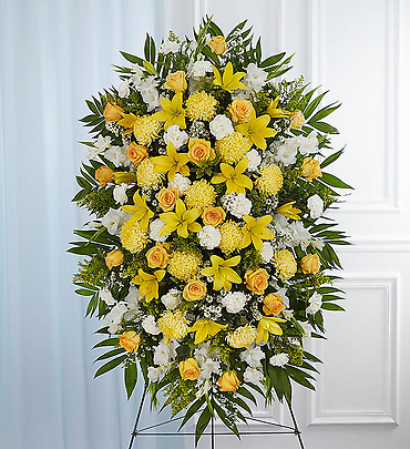 Yellow White Sympathy Standing Spray