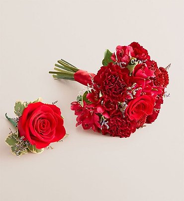 Prom Bouquet and Boutonniere - Red
