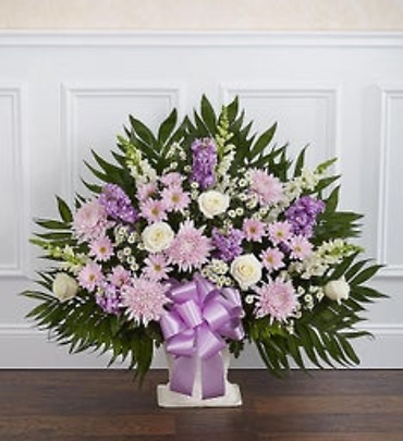 Heartfelt Tribute Floor Basket- Lavender & White