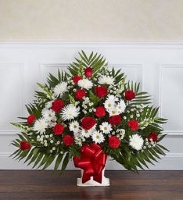 Heartfelt Tribute Floor Basket- Red & White