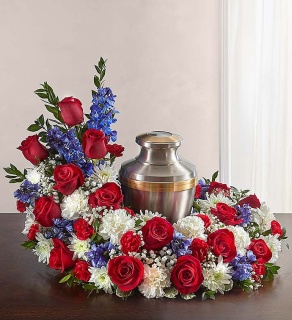 Cremation Wreath  Red, White & Blue