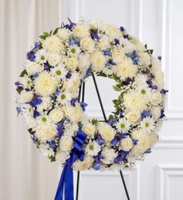 Serene Blessings Standing Wreath- Blue and White