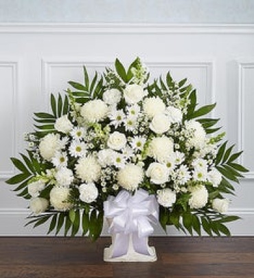 Heartfelt Tribute Floor Basket- White