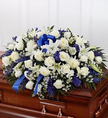 Blue & White Mixed Half Casket Cover