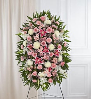 Pink & White Sympathy Standing Spray