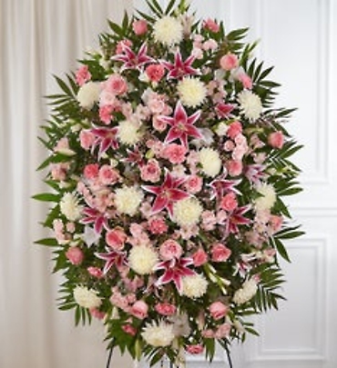 Pink & White Sympathy Standing Spray