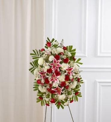 Red Rose and Lily Standing Spray