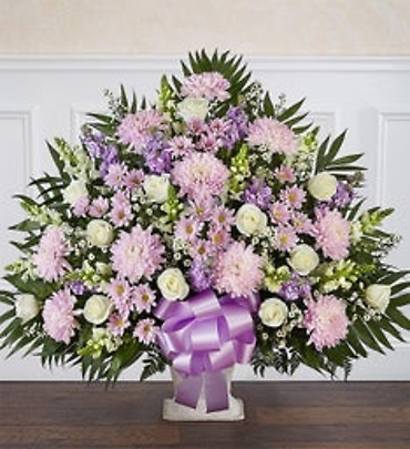 Heartfelt Tribute Floor Basket- Lavender & White