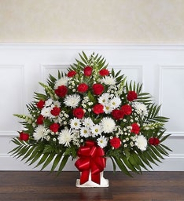 Heartfelt Tribute Floor Basket- Red & White