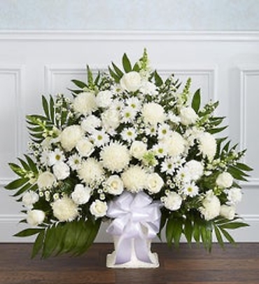 Heartfelt Tribute Floor Basket- White